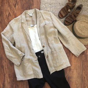 Orvis Linen Oversized Khaki Blazer